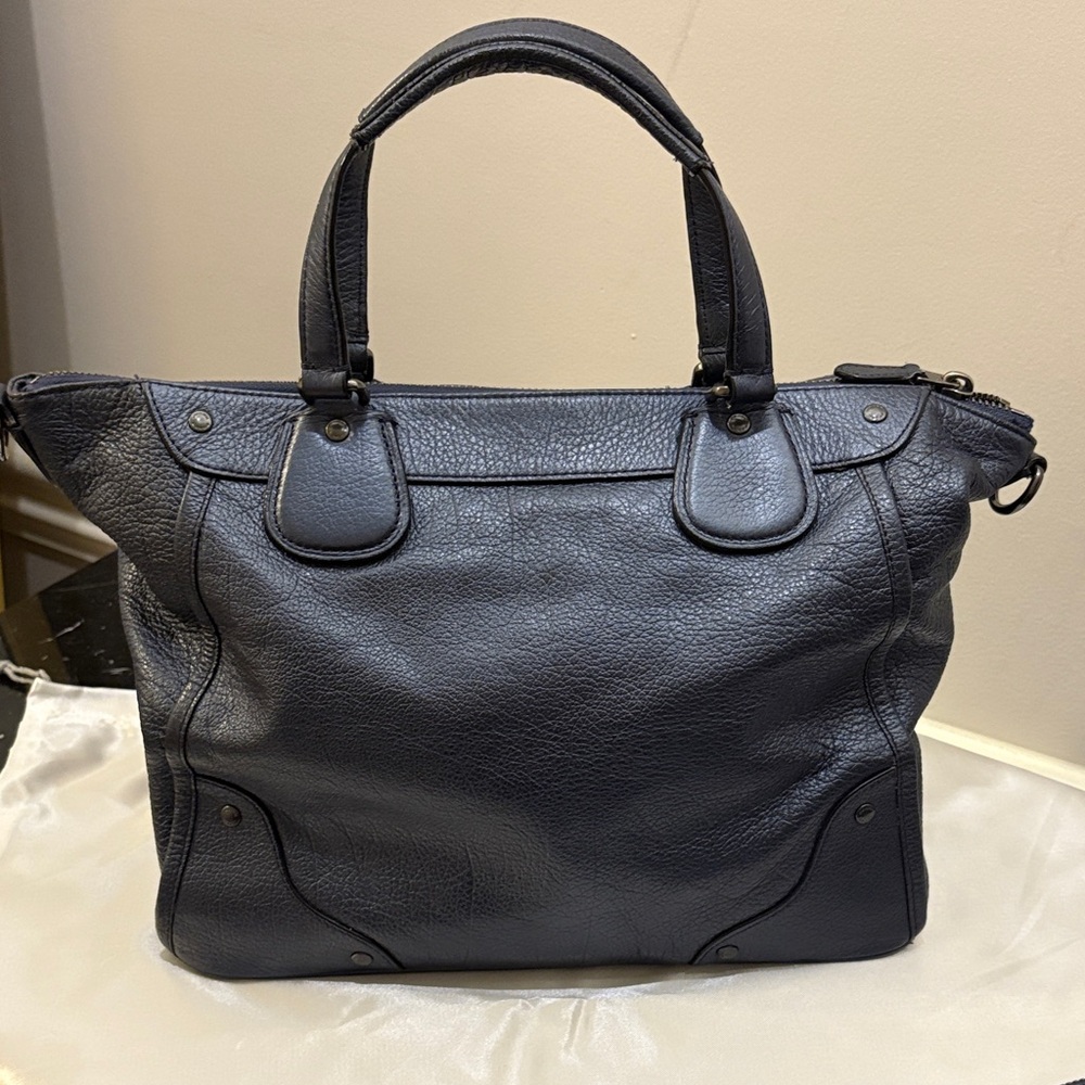 Coach Mickie Dark Blue Metallic Leather Tote and Wallet Set - Picture 5 of 11